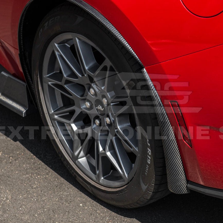 Ford Mustang S650 Dry Carbon Fiber XL Extended Fender Flares Mud Flap Kit 2024-Up