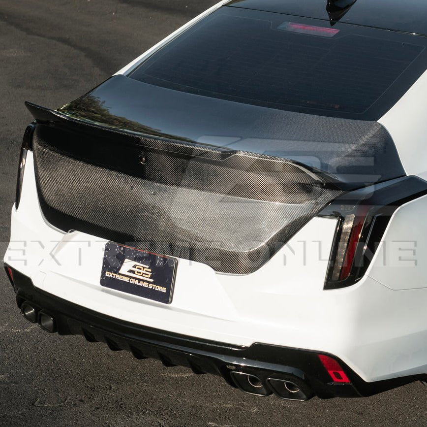 Cadillac CT4 Carbon Fiber Rear Trunk Decklid with Integrated Blackwing V2 Spoiler 2020-2026
