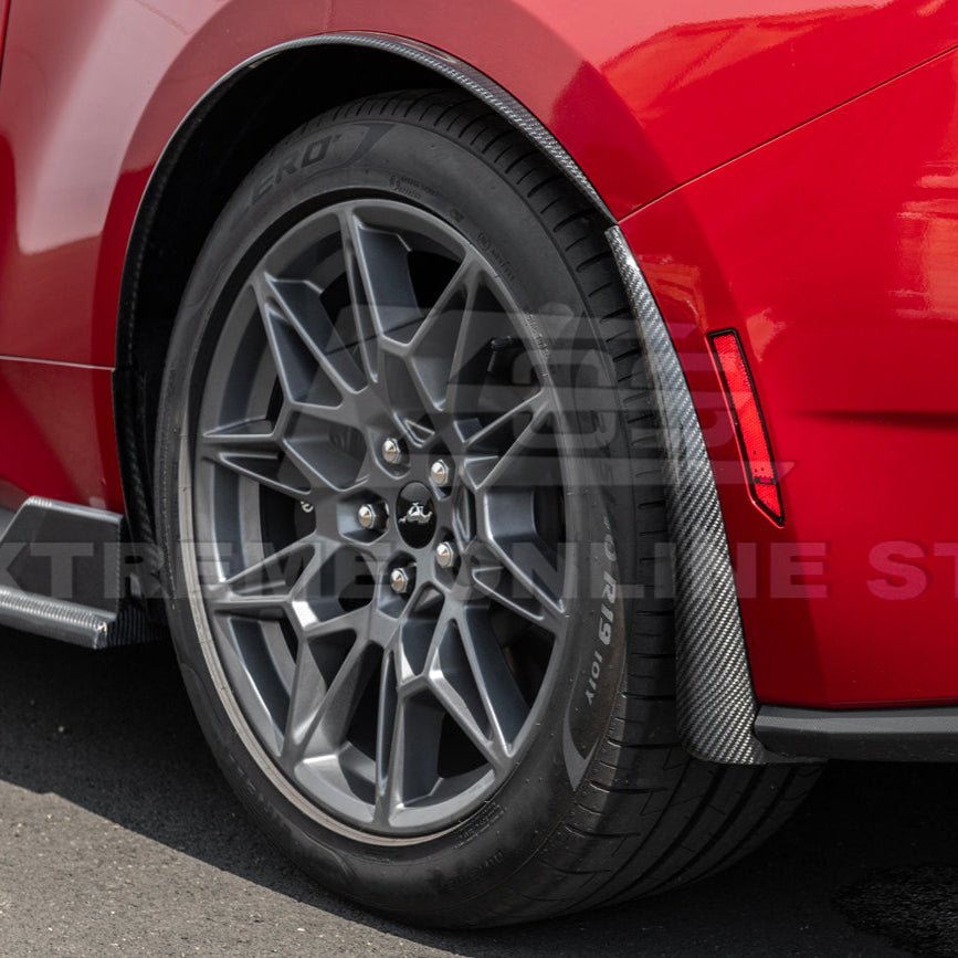 Ford Mustang S650 Dry Carbon Fiber XL Extended Fender Flares Mud Flap Kit 2024-Up