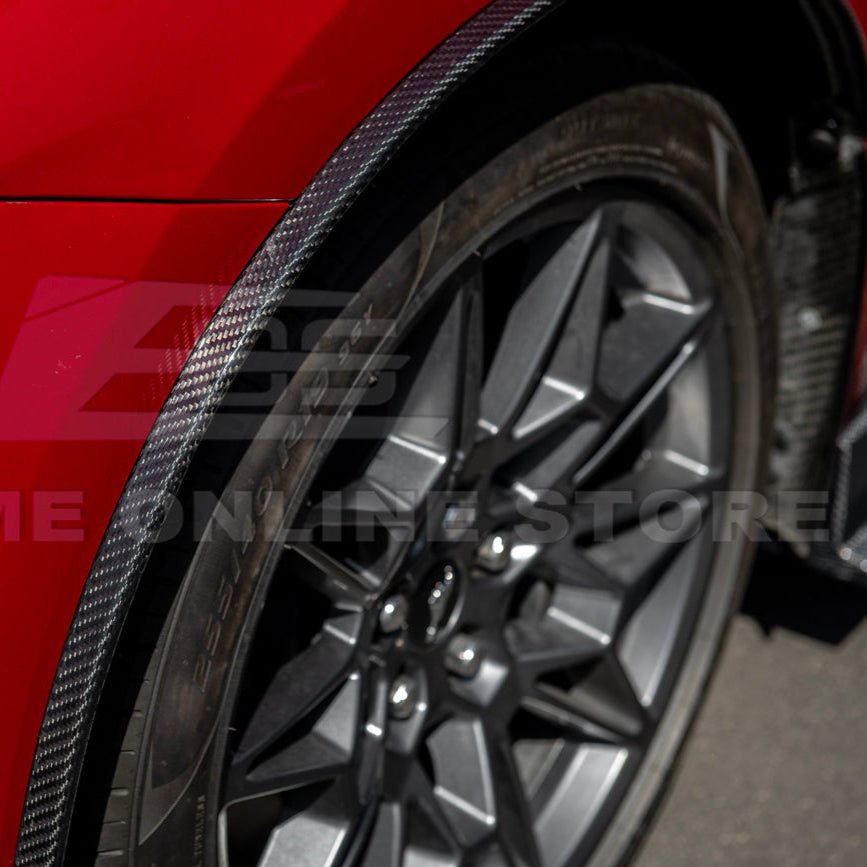 Ford Mustang S650 Dry Carbon Fiber XL Extended Fender Flares Mud Flap Kit 2024-Up
