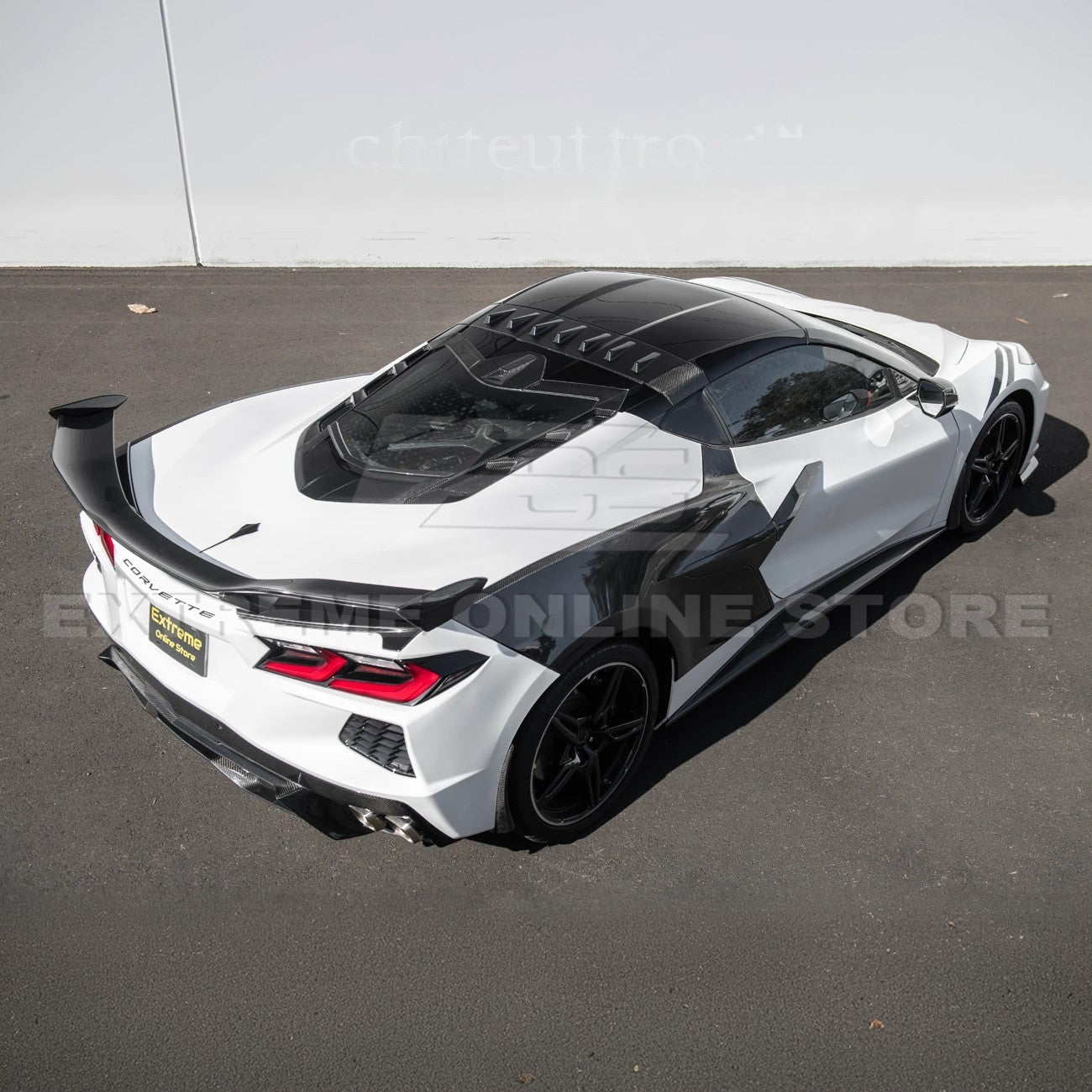 Chevrolet Corvette C8 EOS Style Carbon Fiber Rear Roof Vortex Generator Spoiler 2020-2026