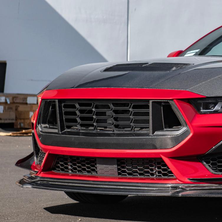 Ford Mustang S650 Dark Horse Style Carbon Fiber Front Upper Grille Cover 2024-Up