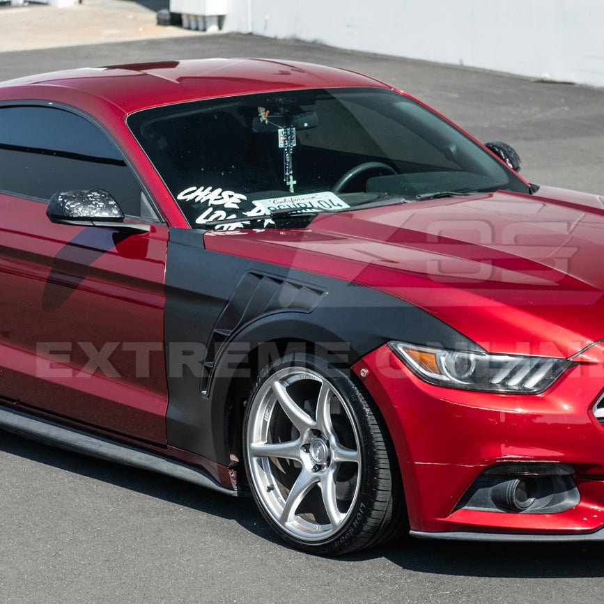 Ford Mustang S550 GT500 KR Style Matte Black Front Side Vented Fenders 2015-2017