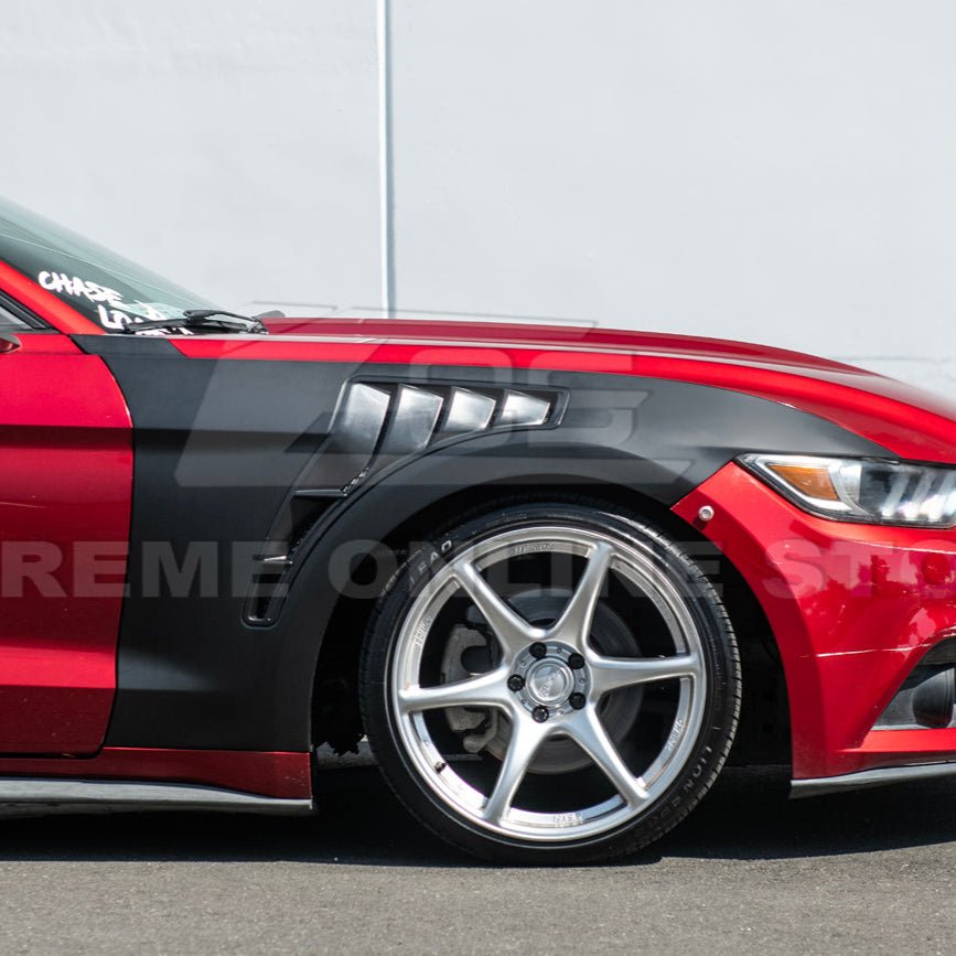 Ford Mustang S550 GT500 KR Style Matte Black Front Side Vented Fenders 2015-2017