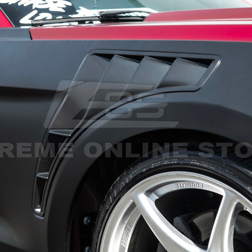 Ford Mustang S550 GT500 KR Style Matte Black Front Side Vented Fenders 2015-2017