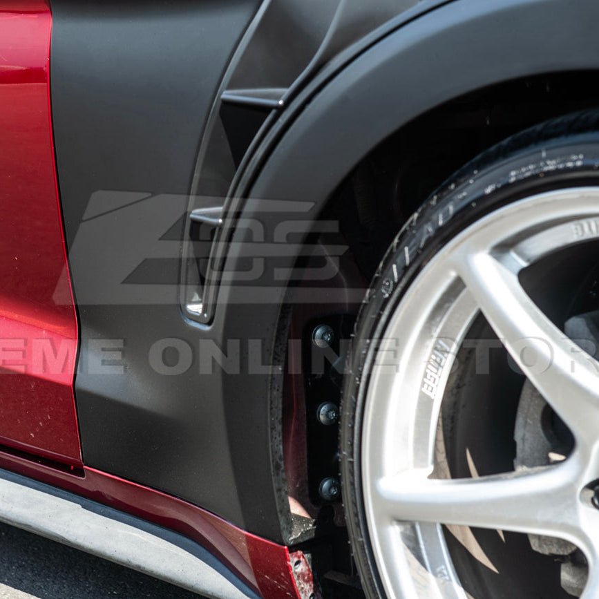 Ford Mustang S550 GT500 KR Style Matte Black Front Side Vented Fenders 2015-2017