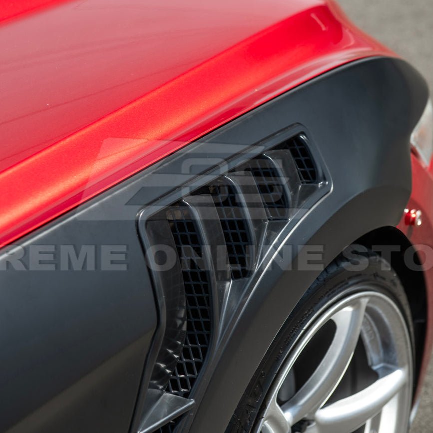 Ford Mustang S550 GT500 KR Style Matte Black Front Side Vented Fenders 2015-2017