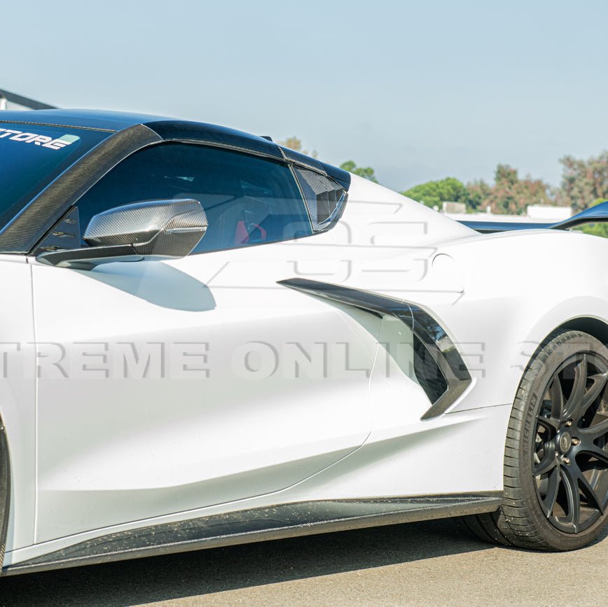 Corvette C8 Dry Carbon Fiber Side Quarter Window Louver Covers 2020-Up