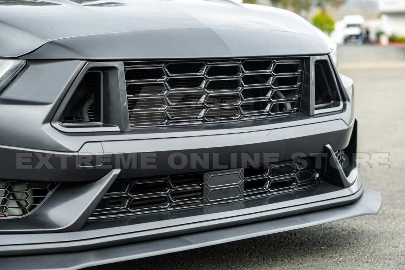 Ford Mustang S550 Dark Horse Style Primed Black Front Upper Lower Grille Lip 2018-2023
