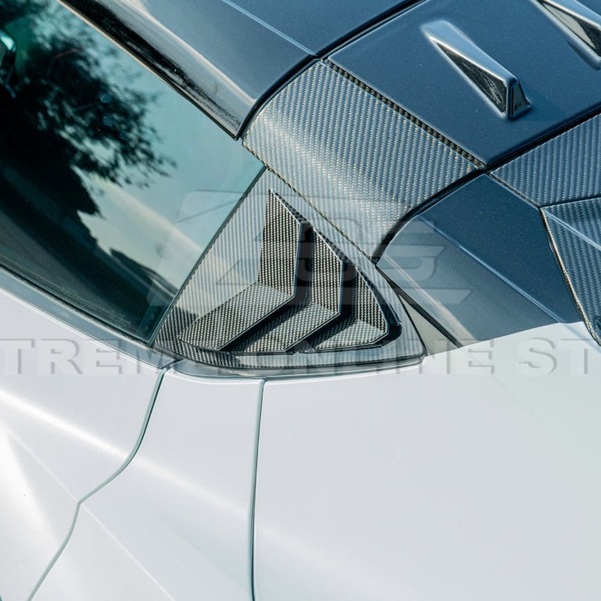 Corvette C8 Dry Carbon Fiber Side Quarter Window Louver Covers 2020-Up
