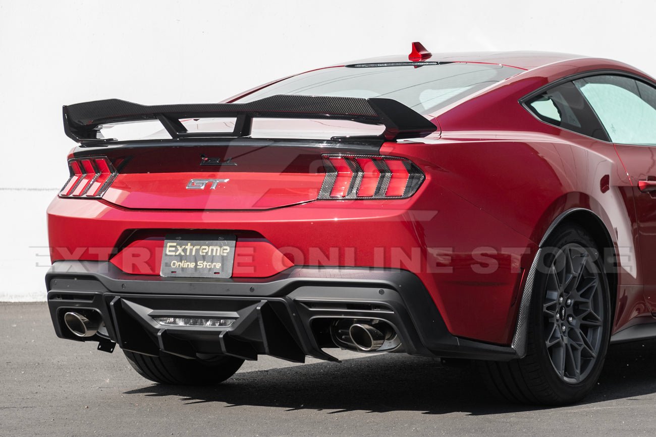 Ford Mustang S650 Dark Horse Style Carbon Fiber Rear Wickerbill Wing Spoiler 2024-Up