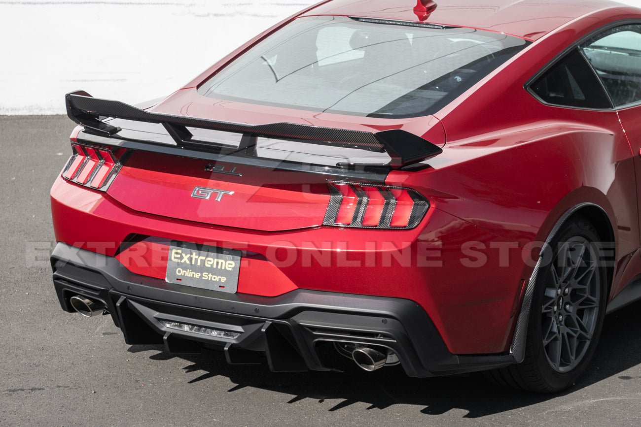 Ford Mustang S650 Dark Horse Style Carbon Fiber Rear Wickerbill Wing Spoiler 2024-Up