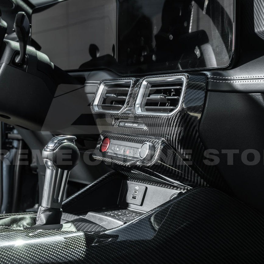 Ford Mustang S650 Factory Style Dry Carbon Fiber Center Console AC Outlet Trim Cover 2024-Up