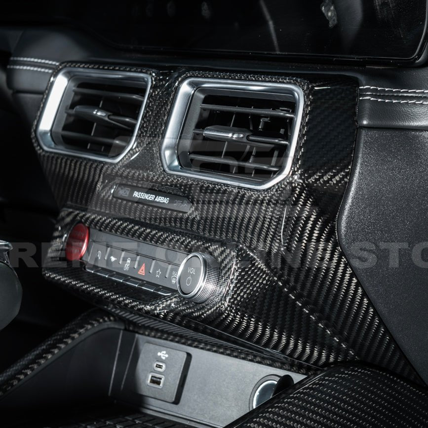 Ford Mustang S650 Factory Style Dry Carbon Fiber Center Console AC Outlet Trim Cover 2024-Up