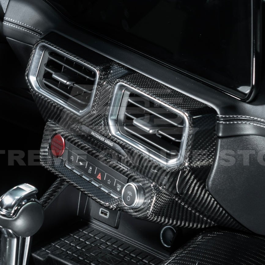 Ford Mustang S650 Factory Style Dry Carbon Fiber Center Console AC Outlet Trim Cover 2024-Up