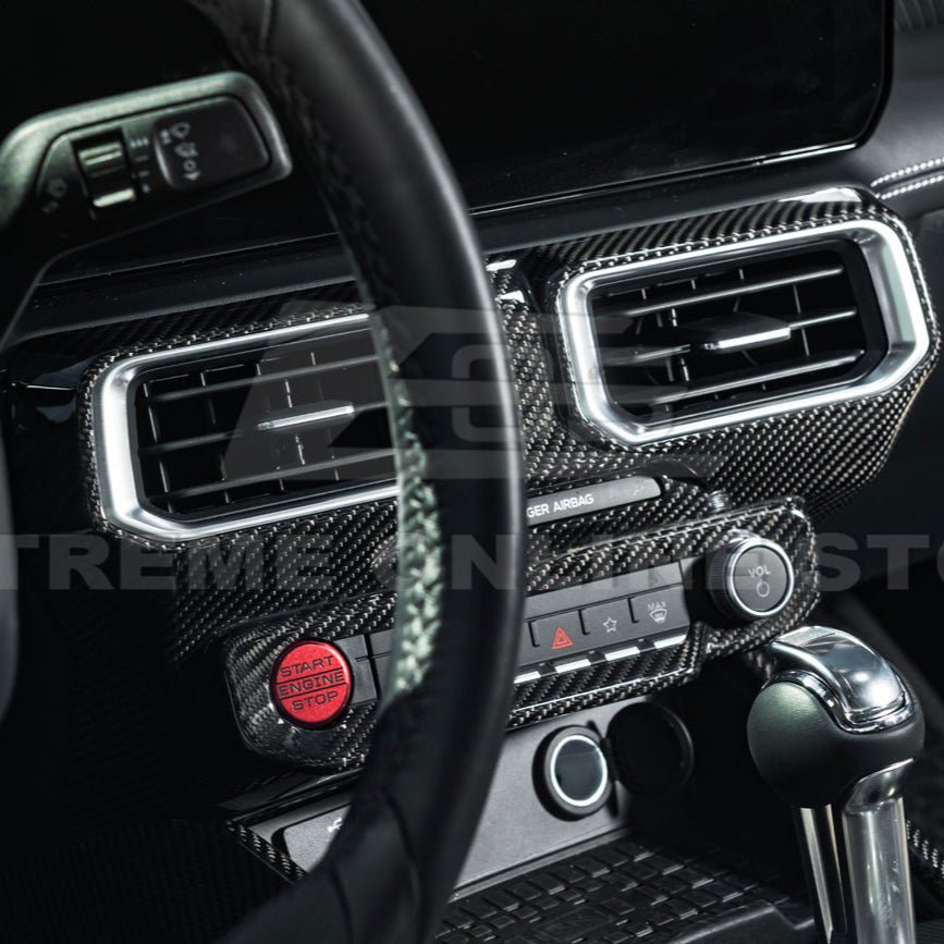 Ford Mustang S650 Factory Style Dry Carbon Fiber Center Console AC Outlet Trim Cover 2024-Up