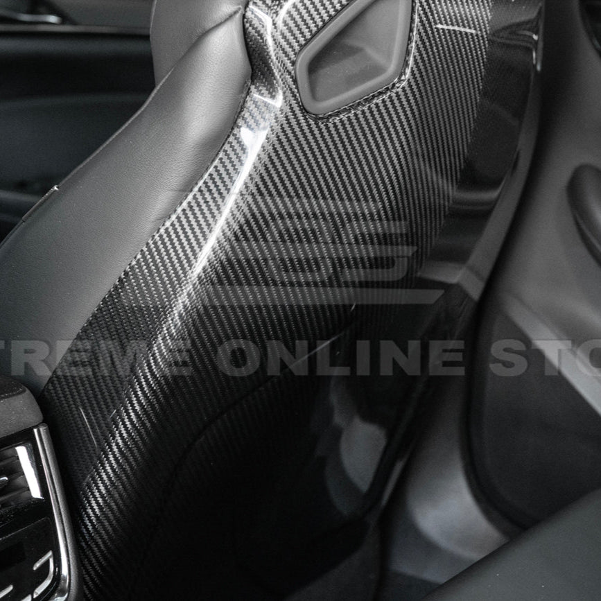 Cadillac CTS-V ATS-V Blackwing Style Dry Carbon Fiber Seat Back Cover Set 2016-2019