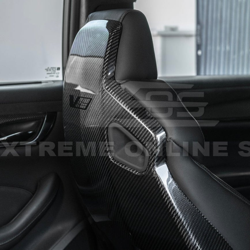 Cadillac CTS-V ATS-V Blackwing Style Dry Carbon Fiber Seat Back Cover Set 2016-2019