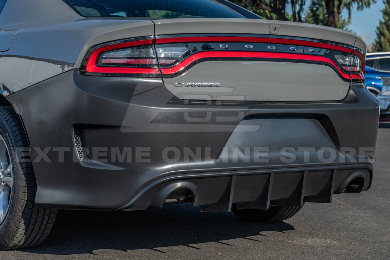 Dodge Charger LD SRT Hellcat Style Primed Black Rear Bumper Conversion Cover 2015-Up