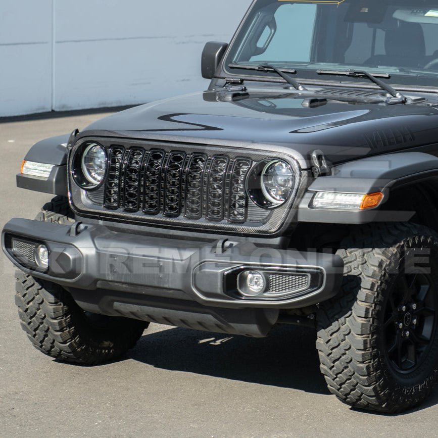 Jeep Wrangler Gladiator Carbon Fiber Front Bumper Grille Replacement 2024-Up