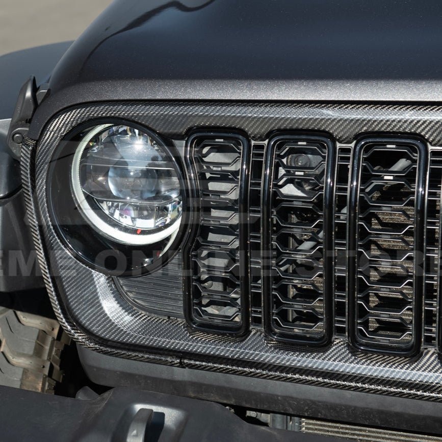 Jeep Wrangler Gladiator Carbon Fiber Front Bumper Grille Replacement 2024-Up