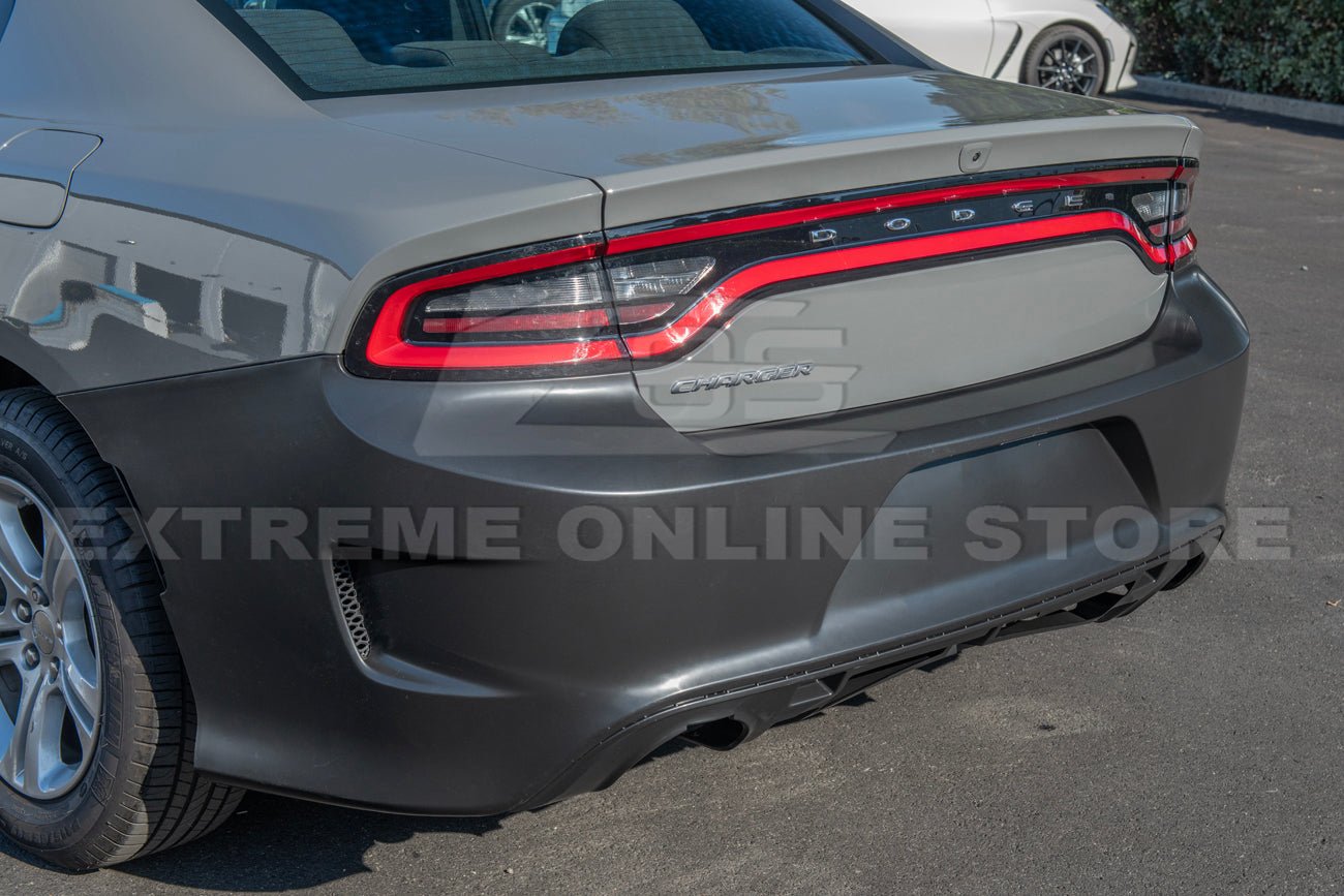 Dodge Charger LD SRT Hellcat Style Primed Black Rear Bumper Conversion Cover 2015-Up