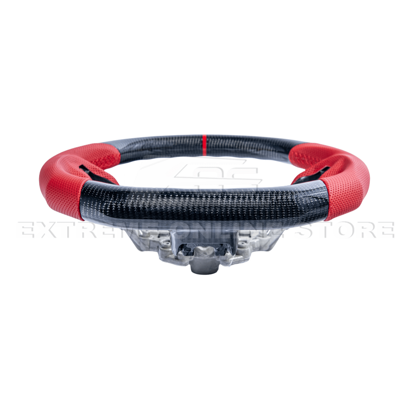 Mustang S550 Red Leather Red Stitching Carbon Fiber Steering Wheel 2015-2023