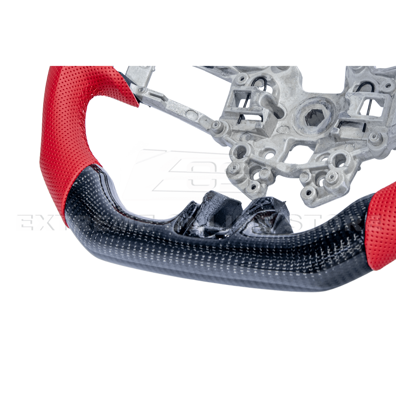Mustang S550 Red Leather Red Stitching Carbon Fiber Steering Wheel 2015-2023