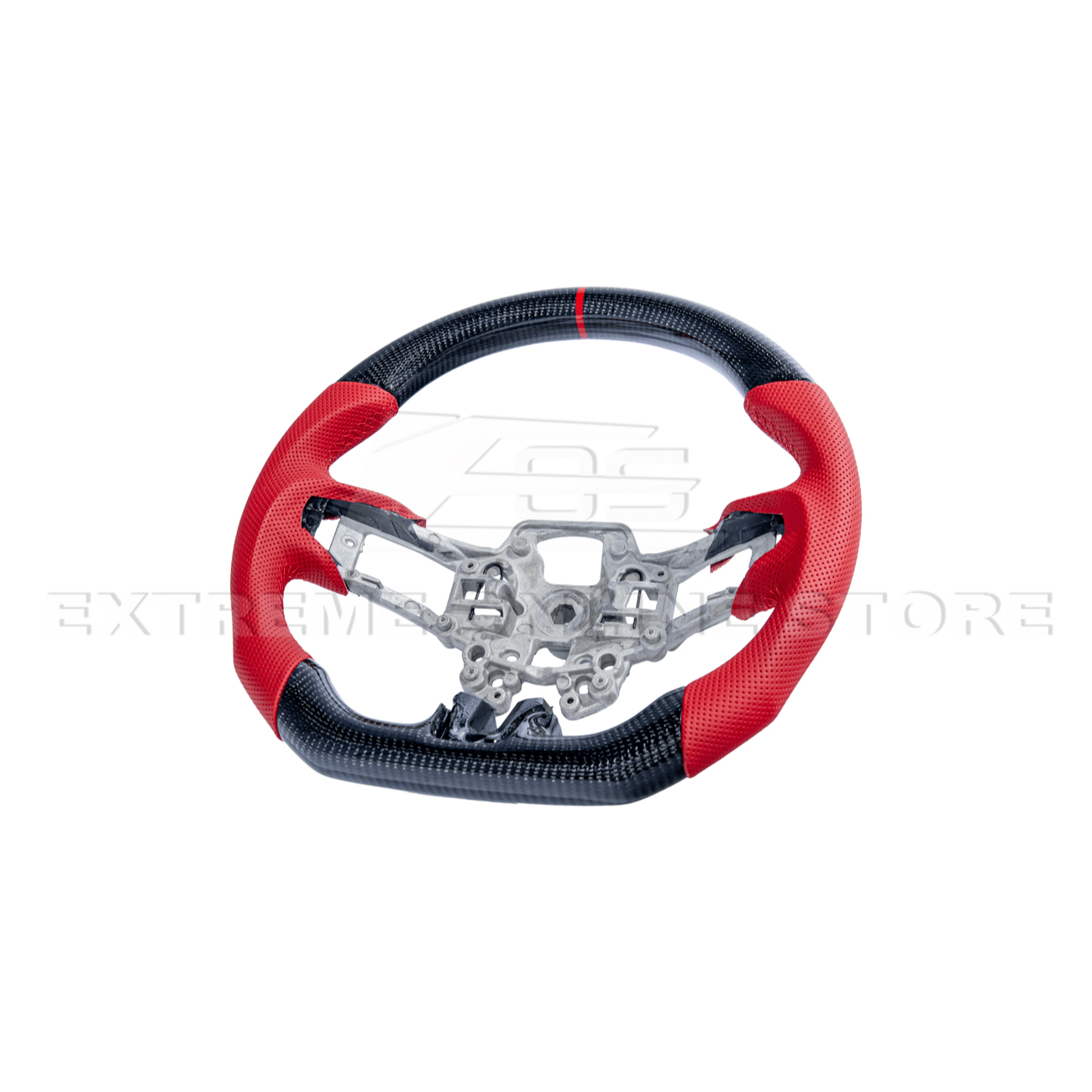 Mustang S550 Red Leather Red Stitching Carbon Fiber Steering Wheel 2015-2023