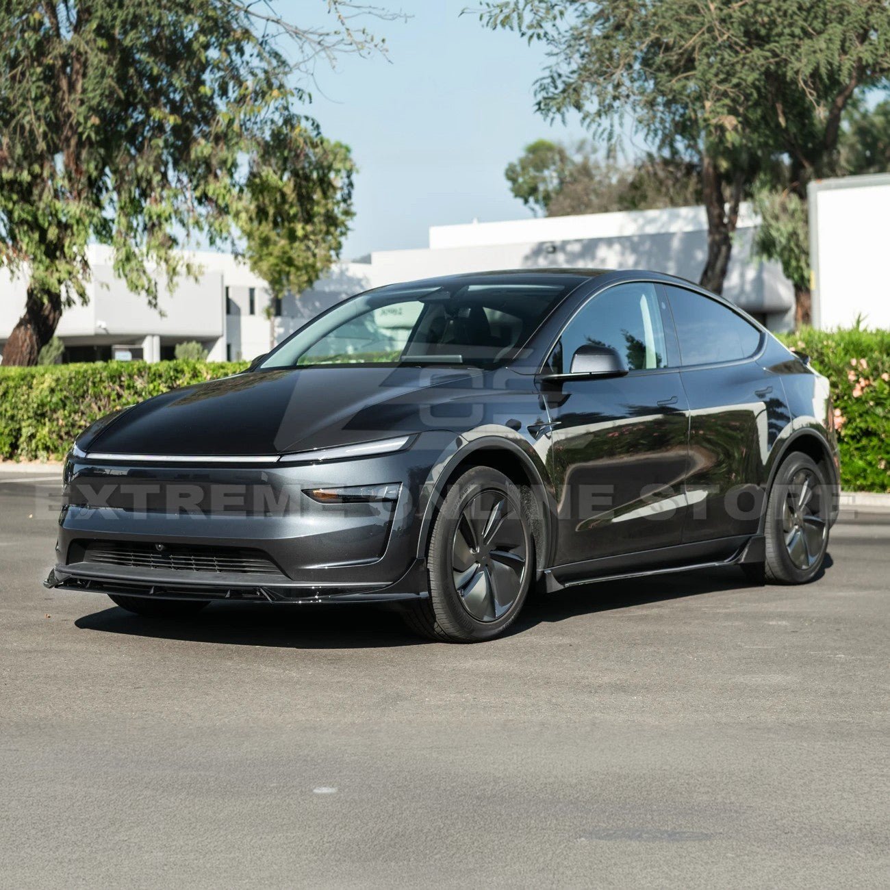 Tesla Model Y Track Style Gloss Black 4 Piece Front Bumper Lip Splitter 2025-Up