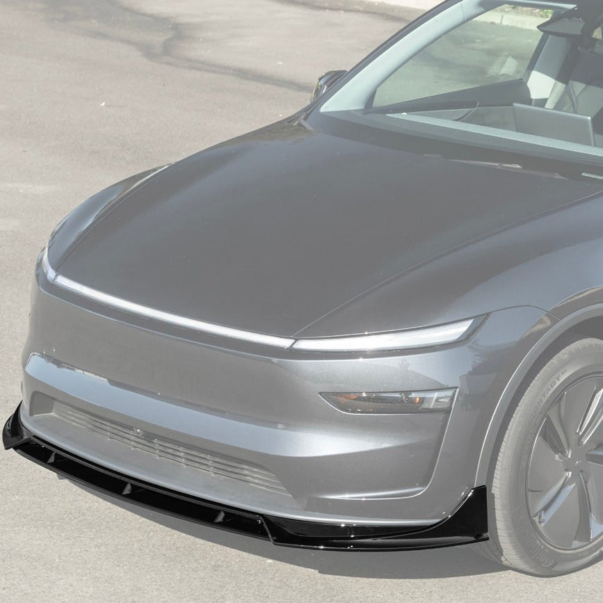 Tesla Model Y Track Style Gloss Black 4 Piece Front Bumper Lip Splitter 2025-Up