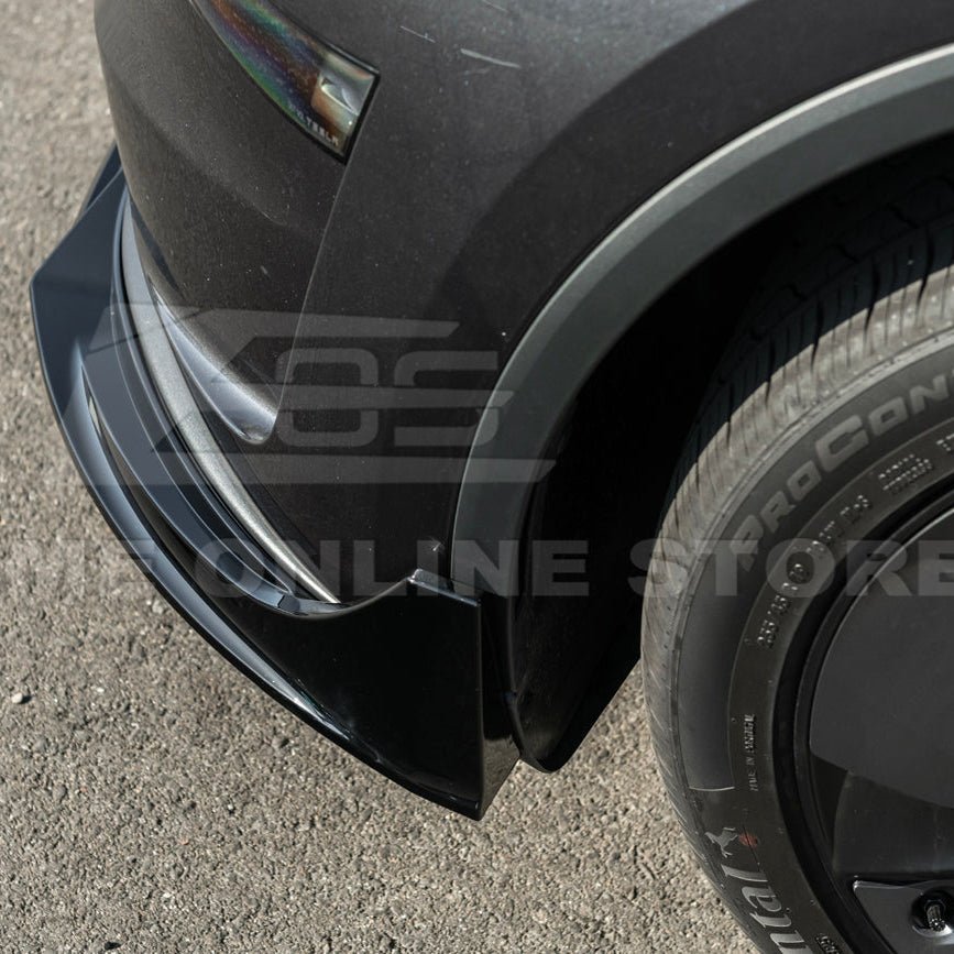 Tesla Model Y Track Style Gloss Black 4 Piece Front Bumper Lip Splitter 2025-Up