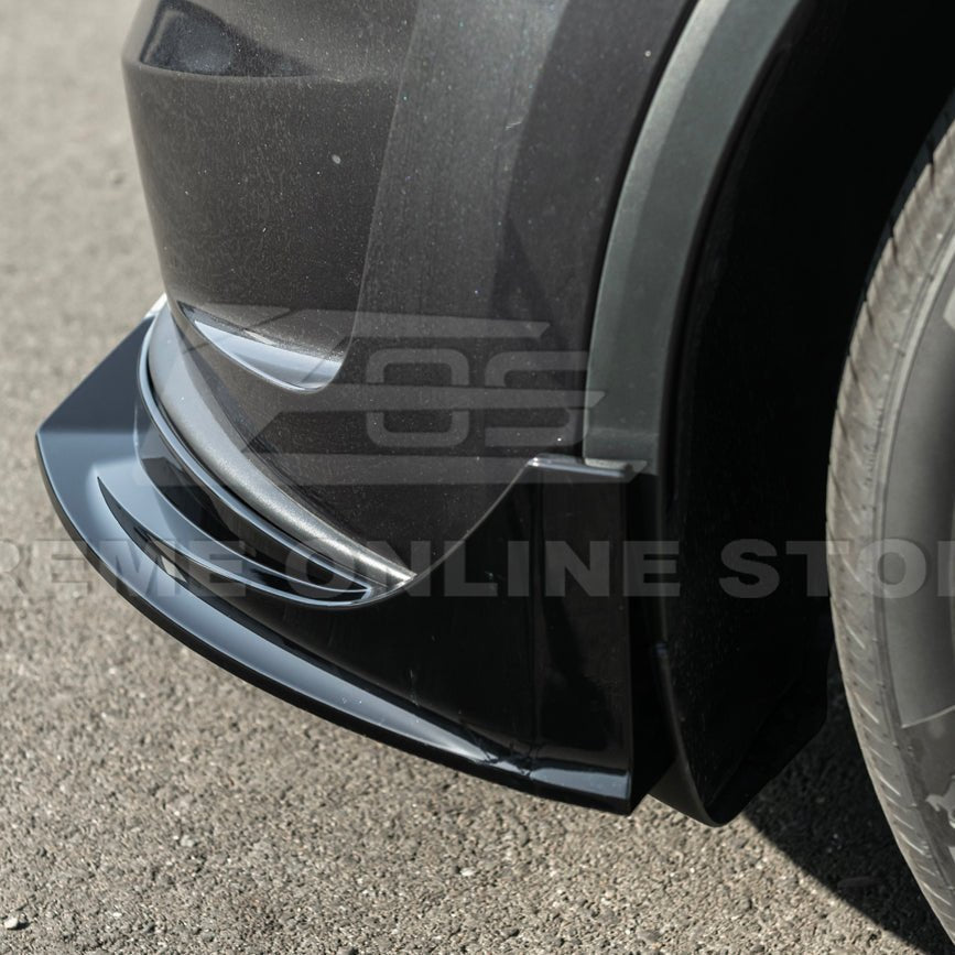 Tesla Model Y Track Style Gloss Black Front Lip Splitter Side Skirts Kit 2025-Up