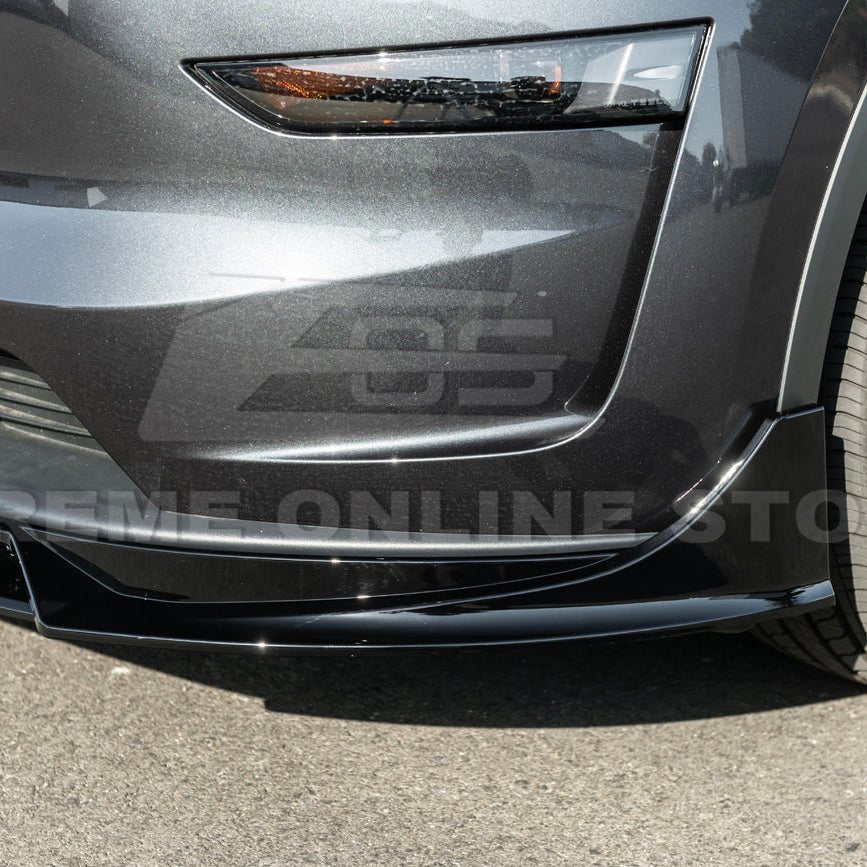 Tesla Model Y Track Style Gloss Black 4 Piece Front Bumper Lip Splitter 2025-Up