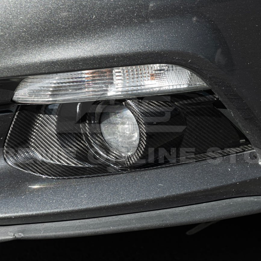 Ford Mustang S550 Dry Carbon Fiber Front Bumper Fog Light Bezel Cover Pair 2015-2017