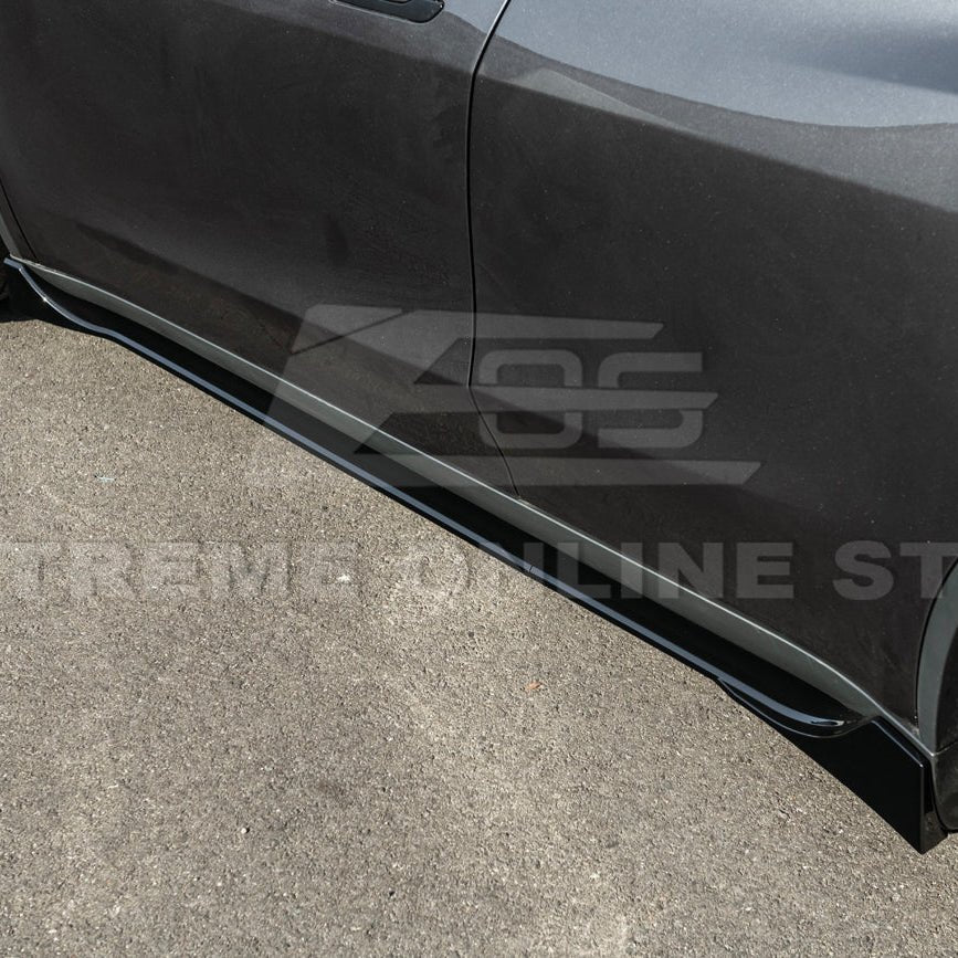 Tesla Model Y Track Style Gloss Black Front Lip Splitter Side Skirts Kit 2025-Up