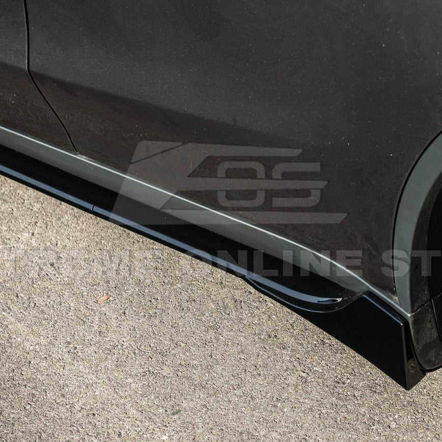 Tesla Model Y Track Style Gloss Black Side Skirts Rocker Panel Pair 2025-Up