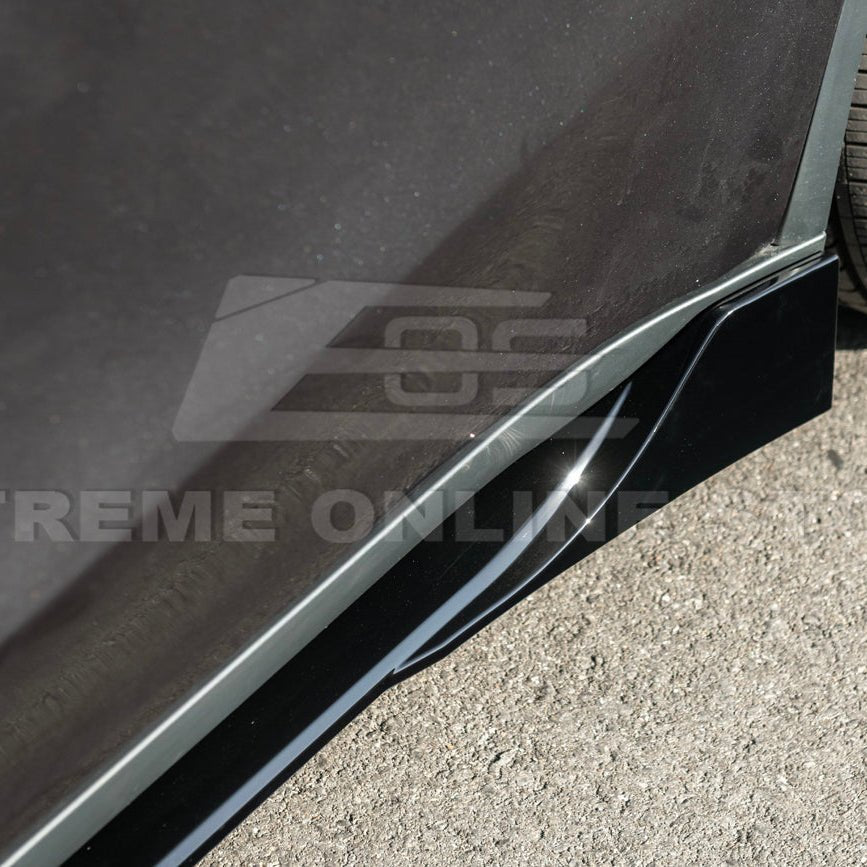 Tesla Model Y Track Style Gloss Black Side Skirts Rocker Panel Pair 2025-Up
