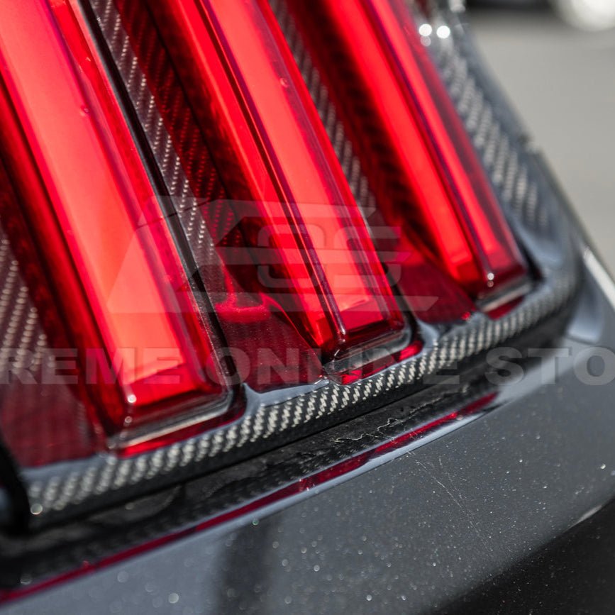 Ford Mustang S550 Factory Style Dry Carbon Fiber Tail Light Trim Bezel Cover Pair 2015-2017
