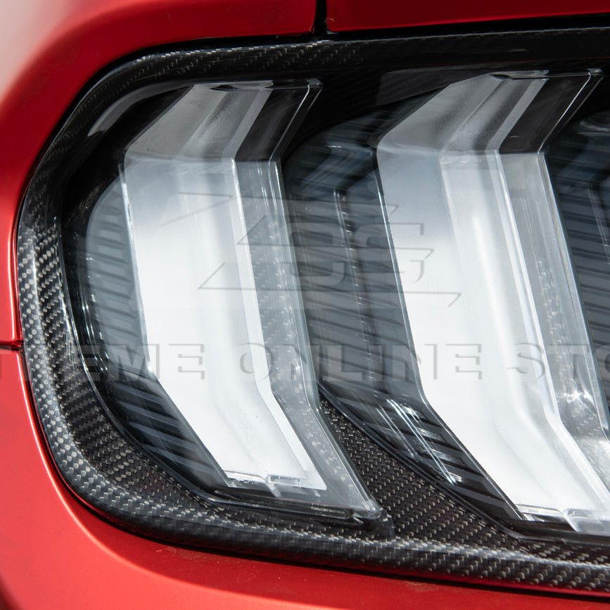 Ford Mustang S550 Dry Carbon Fiber Rear Tail Light Trim Bezel Cover Pair 2018-2023