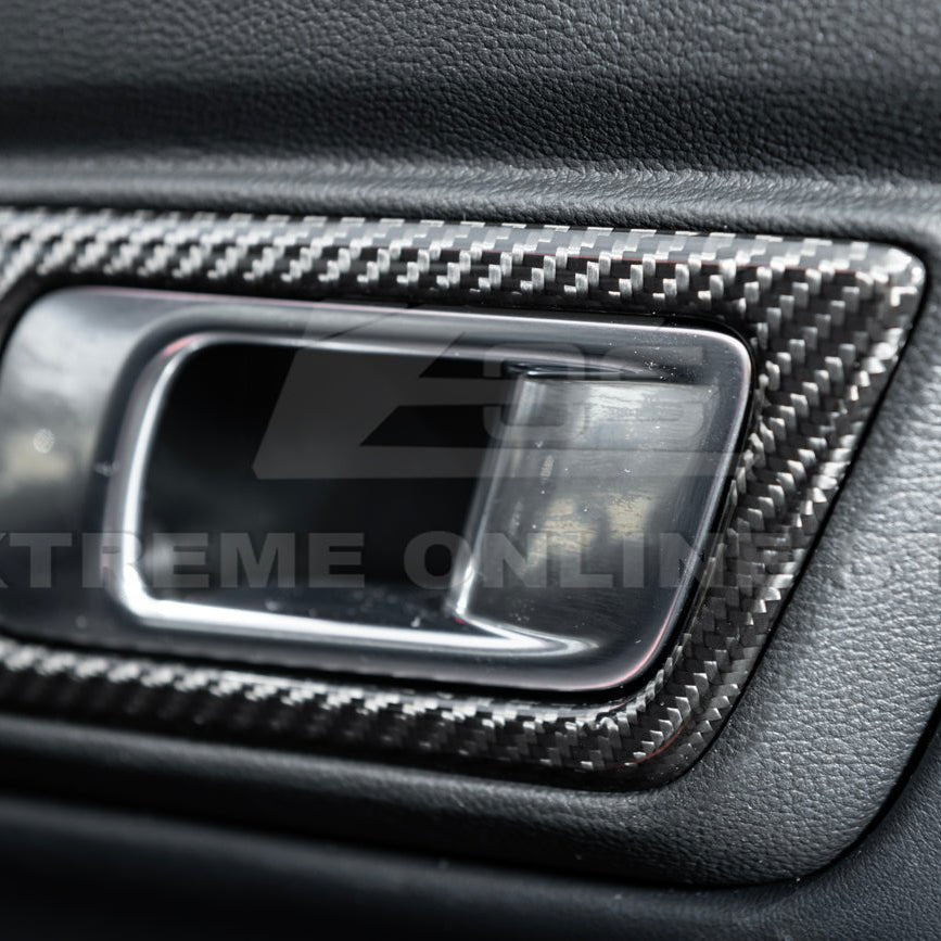 Ford Mustang S550 Factory Style Dry Carbon Fiber Door Handle Panel Cover 2015-2023