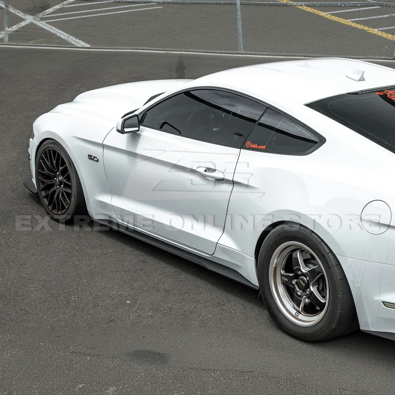 Ford Mustang S550 S650 Dark Horse Style Matte Black Side Skirt Extensions 2015-2023