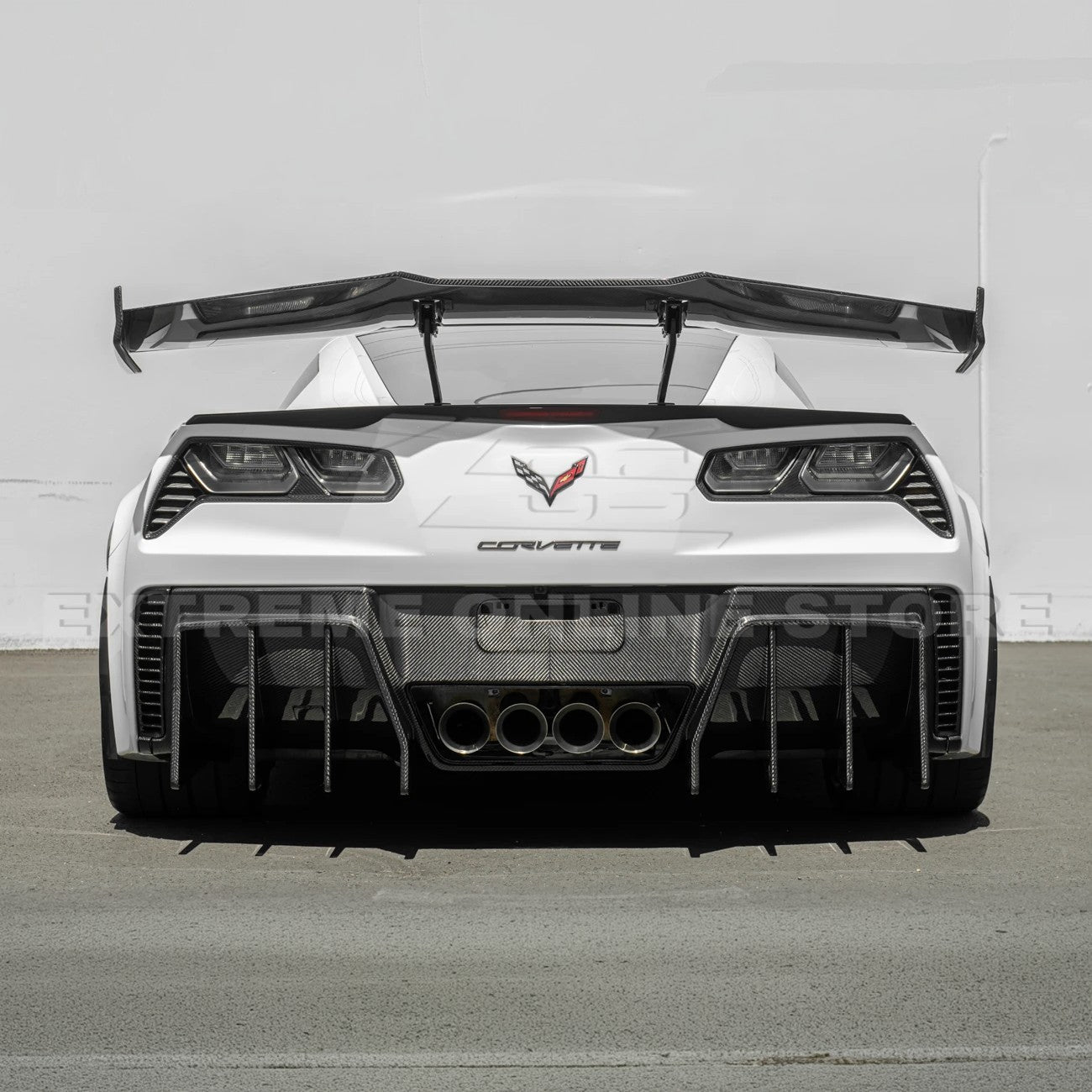 Chevrolet Corvette C7 ZR1 ZTK Style Extended Carbon Fiber Rear Wing Spoiler Kit 2014-2019