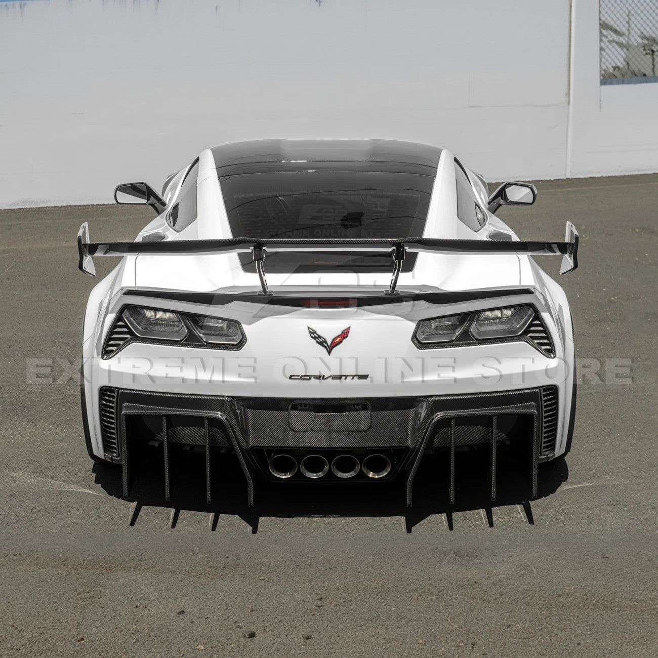 Chevrolet Corvette C7 ZR1 ZTK Style Extended Carbon Fiber Rear Wing Spoiler Kit 2014-2019