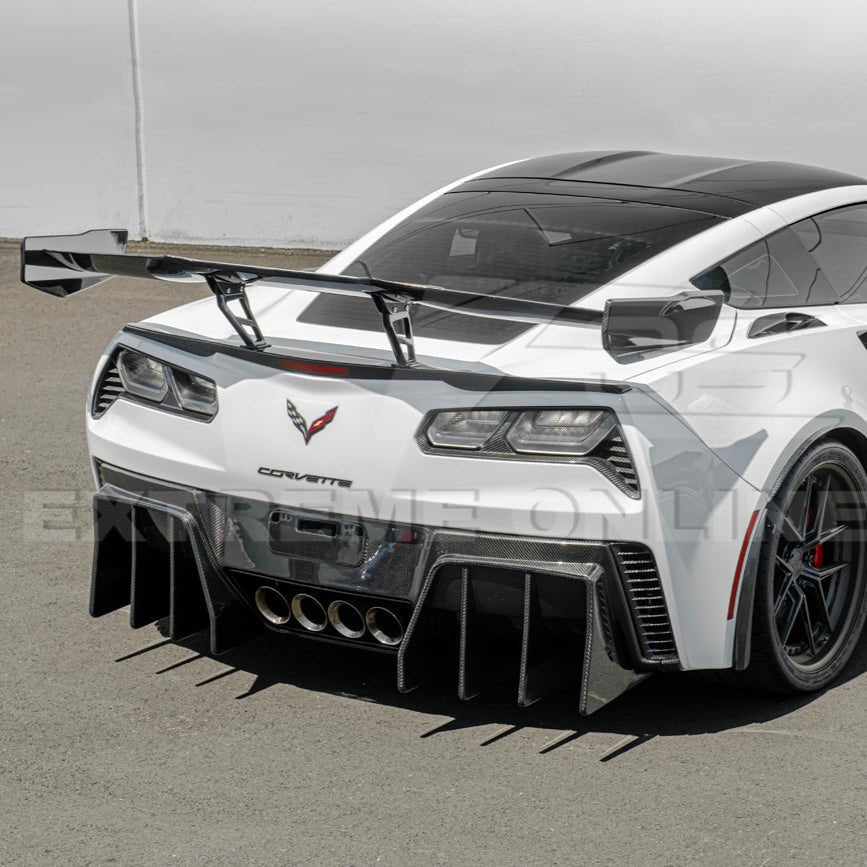 Chevrolet Corvette C7 ZR1 ZTK Style Extended Carbon Fiber Rear Wing Spoiler Kit 2014-2019