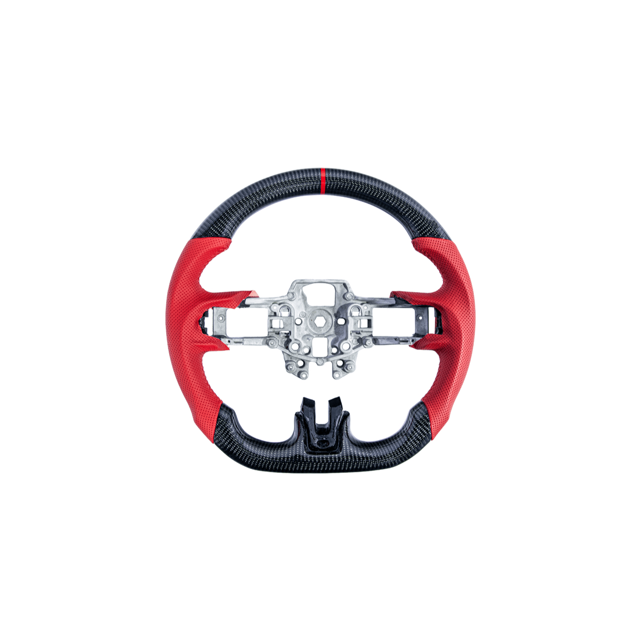 Mustang S550 Red Leather Red Stitching Carbon Fiber Steering Wheel 2015-2023