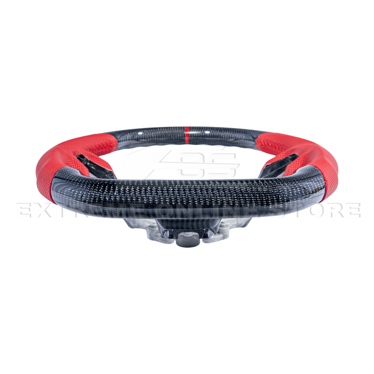 Mustang S550 Red Leather Red Stitching Carbon Fiber Steering Wheel 2015-2023