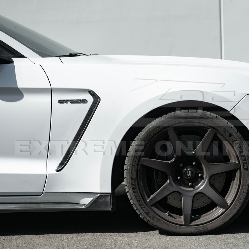 Ford Mustang S550 GT350 Style Dry Carbon Fiber Front Fender Vent Cover 2015-2020