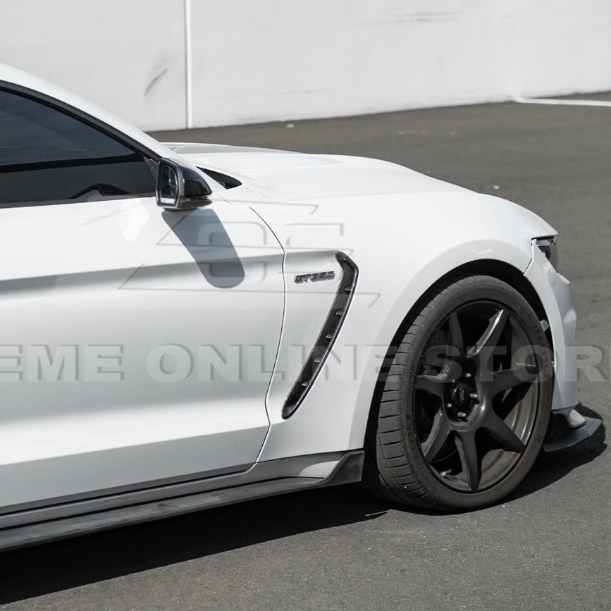 Ford Mustang S550 GT350 Style Dry Carbon Fiber Front Fender Vent Cover 2015-2020