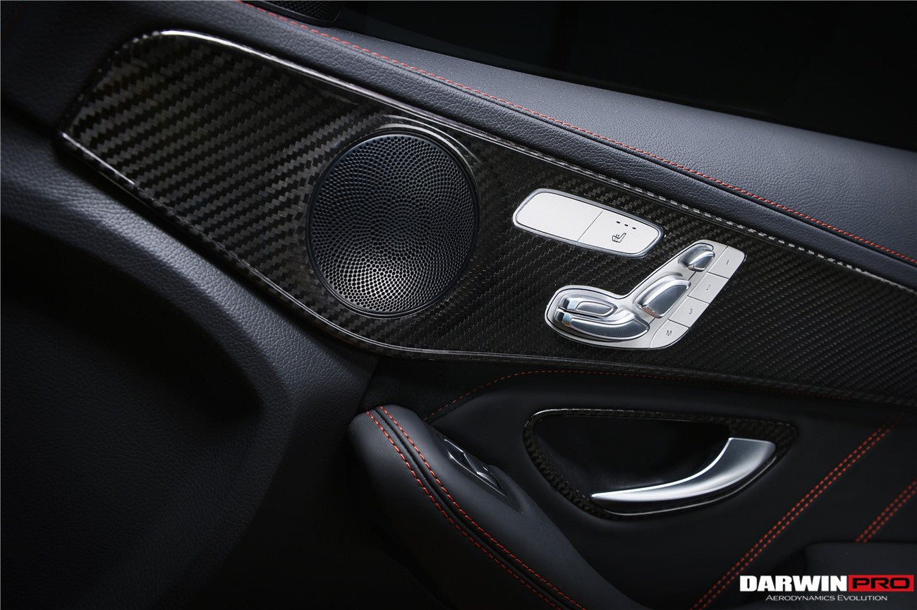 2015 - 2021 Mercedes Benz W205 C Class GLC X253 Carbon Fiber Interior Door Handle Cover Trim